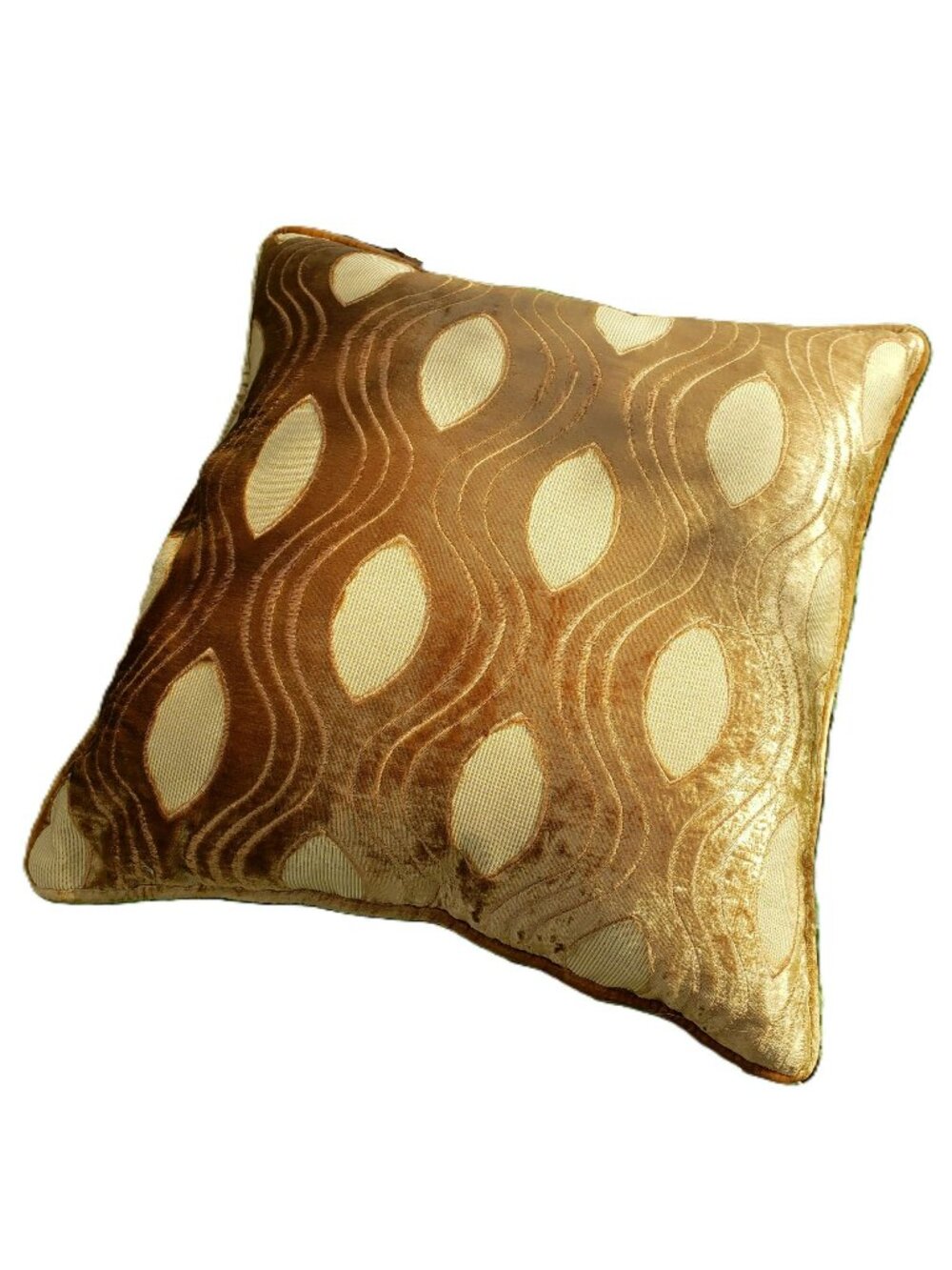 Mid-Century Gold Velvet Cat-Eye Feather Pillow Vintage Down Accent Sofa Pillow